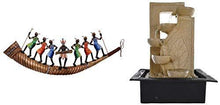 Load image into Gallery viewer, eCraftIndia Dancing Tribals On Shehnai Wrought Iron Wall Hanging (58 cm X 3 cm X 18) &amp; Decorative Polystone Water Fountain (31 cm X 24 cm X 42 cm, Brown, Wfsr10851) Combo - Home Decor Lo