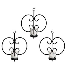 Load image into Gallery viewer, TIED RIBBONS Wall Hanging Tealight Candle Holders Diwali Decorations Items for Home - Wall Hanging Tealight Candle Holder Metal Wall Sconce with Glass Cups (Pack of 3)
