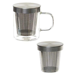 EZ Life Glass Mug with Steel Infuser & Lid- 350ml - 1-Piece, Borosilicate Glass - Transparent - Home Decor Lo