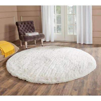 Quality Home Yasar Polyester Anti Slip Shaggy Fluffy Fur Rugs and for Living Room, Bedroom (White, 2 * 2 * f'' t'') - Home Decor Lo