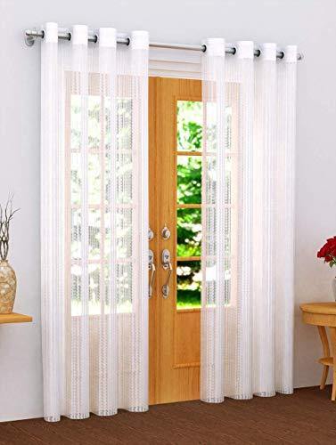 Innovative edge Polyester Sheer Window Net Curtains for Window 7 feet - Set of 2, White (White, Door 7 feet) - Home Decor Lo