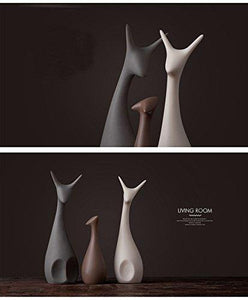 Xtore Home Dcor Lucky Deer Family Matt Finish Ceramic Figures (Set of 3),Large, Black - Home Decor Lo