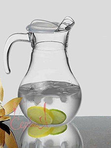 Pasabahce Turkish Glass Water Jug with White Acrylic Lid,1800 ml - Home Decor Lo