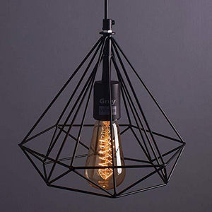GreyWings Metal Diamond Cadge Hanging Light Pendant Lamp, with Filament Bulb - Home Decor Lo