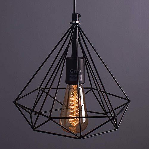 GreyWings Metal Diamond Cadge Hanging Light Pendant Lamp, with Filament Bulb - Home Decor Lo