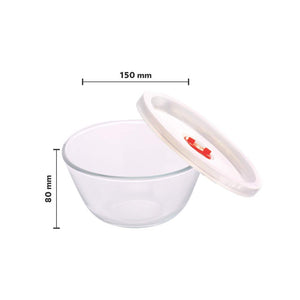Borosil Glass Mixing Bowl with Lid Set, 500ml, Set of 2 - Home Decor Lo