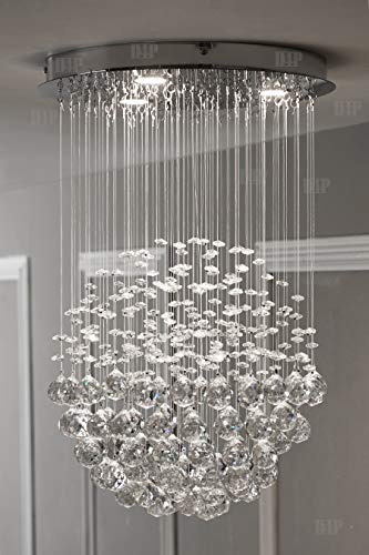 Discount4product Crystal Modern Chandeliers Lighting LED Ceiling Light Pendant Bulb Light Fixture, Flush Mount for Hallway, Bedroom, Living Room, Kitchen, 35 cm Width (Transparent) - Home Decor Lo