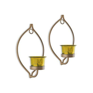 Set of 2 Decorative Golden Eye Wall Sconce/Candle Holder - Home Decor Lo
