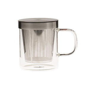 EZ Life Glass Mug with Steel Infuser & Lid- 350ml - 1-Piece, Borosilicate Glass - Transparent - Home Decor Lo
