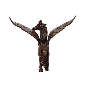 eCraftIndia Antique Finish Brass Flying Angel Horse (12.5 cm x 15 cm x 10 cm, Brown and Black) - Home Decor Lo