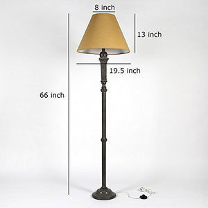 Craftter Textured Light Brown Fabric Shade Dark Grey Wooden Base Floor lamp Decorative Night Standing Lamp Delightful Shade Floor Lamps for Living Guest Waiting Reception And Bedroom Decorative Floor Lighting - Home Decor Lo
