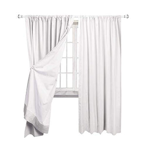 AmazonBasics Room Darkening Blackout Window Curtains (Pack of 2) with Tie Backs - 245 GSM - (5.25 ft) - White - Home Decor Lo