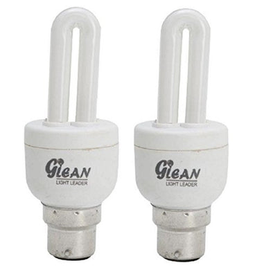 Glean ISO 9001 2008 Certified 5 Watt CFL 2 Tube Compact Fluorescent Light Bulbs (White) - Pack of 2 - Home Decor Lo