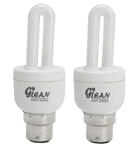 Glean ISO 9001 2008 Certified 5 Watt CFL 2 Tube Compact Fluorescent Light Bulbs (White) - Pack of 2 - Home Decor Lo