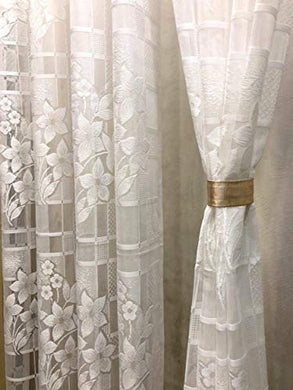 Galaxy Home Decor Sheer Transparent Net Curtains for Window 5 Feet, Pack of 2, White (White (Flower), Window 5 Feet (2Pc)) - Home Decor Lo