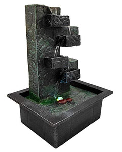 Modstyle Stone Beautiful 4-Step Indoor Table Top Water Fountain Show Piece for Home for Drawing/Living Room Waterfall Decorative Item with Mini Motor Pump (ITN- 75061) - Home Decor Lo