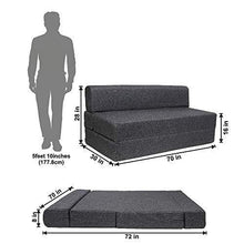 Load image into Gallery viewer, UberLyfe Sofa Cum Bed - 3 Seater, 6&#39;X6&#39; Feet- with 2 Cushions(Zigzag Pattern) - Jute Fabric | Dark Grey- Perfect for Guests - Home Decor Lo