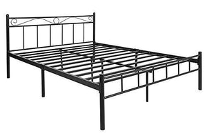 FurnitureKraft London King Size Metal Bed (Glossy Finish, Black) - Home Decor Lo