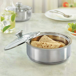 Borosil - Stainless Steel Insulated Roti Server, 1.1 Litres, Silver - Home Decor Lo