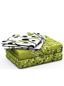 Ahmedabad Cotton Superior 160 TC Cotton Double Bedsheet with 2 Pillow Covers - Floral, Green - Home Decor Lo
