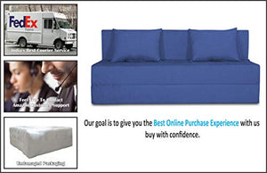 Adorn India Easy Three Seater Sofa Cum Bed Alyn 5'x 6' (Dark Blue) - Home Decor Lo