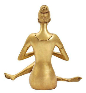 Aesthetic Decors Yoga Lady Sitting Showpiece - 22 cm (Brass, Gold) - Home Decor Lo