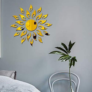 Bikri Kendra - Sun Golden - 3D Acrylic Decorative Mirror Wall Stickers - Home Decor Lo