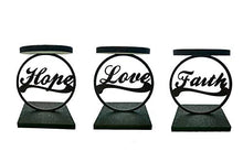 Load image into Gallery viewer, Set of 3 Diwali Festive Home Decoration Wooden Candle Holder Stand, Love, Hope, Faith, Black Tea Light Candle Holder - Home Decor Lo