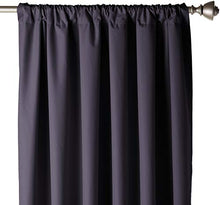 Load image into Gallery viewer, AmazonBasics Room Darkening Blackout Curtain Set of 2 with Tie Backs - 245 GSM - (7 Feet - Door) 52&quot; x 84&quot;, Black - Home Decor Lo