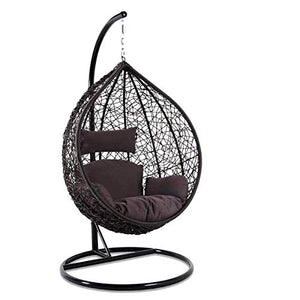 CITE Swing Chair || Leaf Single Seater || Swing Chair with Stand & Cushion & Hook Outdoor || Indoor || Outdoor || Living Room || Balcony || Garden || Patio || Home Improvement (Standard) (Brown) - Home Decor Lo