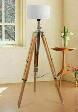 Load image into Gallery viewer, OverseasMart Wood Tripod Floor Lamp with Shade and Wiring and Bulb , Teak Wood, Pack of 1 - Home Decor Lo