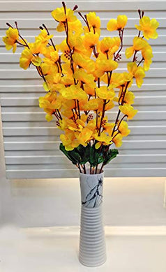 ARTSY Artificial Flowers for Home Decoration Cherry Blossom Bunch (Yellow), 1 Piece, Home Decor| VASE NOT Included| - Home Decor Lo