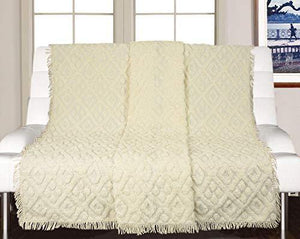 Saral Home Soft Cotton Unique Design Tufted Throw/Sofacover -140x210 cm, Ivory - Home Decor Lo