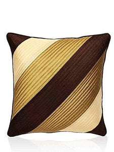 Czar Home Dupion Silk Quilted Cushion Cover(16x16, Beige and Brown) - Pack of 5 - Home Decor Lo