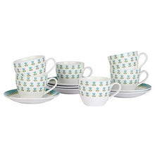 Load image into Gallery viewer, Femora Indian Ceramic Fine Bone China Tea Cup and Saucers Set, 200 ML, Set of 12 (6 Cups, 6 Saucers), Blue - Home Decor Lo