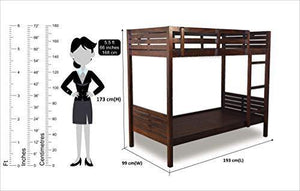 Woodlab Furniture Sheesham Wood Single Size Bunk Bed for Kids Room Bedroom (Walnut Finish) - Home Decor Lo