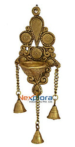 Nexplora Industries Pvt. Ltd. Brass Wall Hanging Diya | Deepak in Glossy Antique Finish | Puja Item | Fengshui Gift - Home Decor Lo