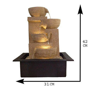 eCraftIndia Decorative Polystone Water Fountain (42 cm X 23 cm X 31 cm, Brown, Wfgw9834) & Wooden Decorative Analog Oval Pendulum Wall Clock (18 cm X 3 cm X 55 cm, Black) Combo - Home Decor Lo
