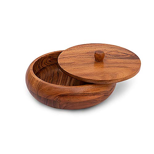 Acacia Roti Box Sirohi Handicraft Acacia Wood Roti Box, 8'', Brown – Home Decor Lo