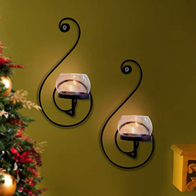 TIED RIBBONS Set of 2 Wall Hanging Tealight Candle Holder