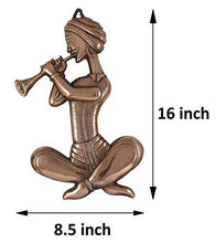 Load image into Gallery viewer, ZULKA Get your traditions Bronze Color Men Playing Shehnai Wall Hanging Showpiece/Figurine Gun Metal for Home Decor (16 inch x8.5 inch) - Home Decor Lo