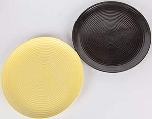 Tatvam Homes Handmade Organic Ceramic Full Dinner Plates - Calla and Daffodil (10 inches, Set of 6) - Home Decor Lo