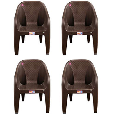 AVRO FURNITURE 9100 Plastic Chairs, Set of 4, Matt and Gloss Pattern, Plastic Chairs for Home, Living Room, Bearing Capacity up to 200Kg, Strong and Sturdy Structure,Brown - Home Decor Lo