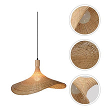 Load image into Gallery viewer, Beaupretty Bamboo Lantern Pendant Lamp Retro Chinese Rattan Basket Ceiling Pendant Light Shade Rattan Dome Wicker Chandelier Lampshade Hanging for Living Room Bedroom