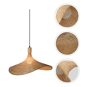 Beaupretty Bamboo Lantern Pendant Lamp Retro Chinese Rattan Basket Ceiling Pendant Light Shade Rattan Dome Wicker Chandelier Lampshade Hanging for Living Room Bedroom