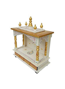Kamdhenu art and craft Wooden Temple/Home/Pooja Mandir/Mandap (Gold) - Home Decor Lo