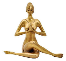 Load image into Gallery viewer, Aesthetic Decors Yoga Lady Sitting Showpiece - 22 cm (Brass, Gold) - Home Decor Lo