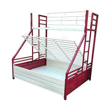 Load image into Gallery viewer, S K Grill Art Metal Bunk Bed with Storage (White &amp; Maroon, 4 x 6 Lower &amp; 2.5 x 6 top) - Home Decor Lo