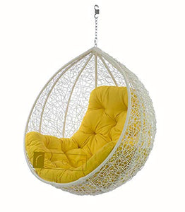 RE ONN Hanging Swing Chair with Cushion for Garden Patio Balcony Outdoor Indoor Colour White - Home Decor Lo