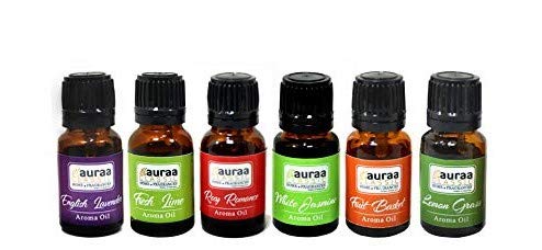 Asian Aura Aroma Diffuser Oil (English Lavender, Rosy Romance, Fruit Basket, Fresh Lime, White Jasmine, Lemon Grass) 10 ML each Pack Of 6 - Home Decor Lo